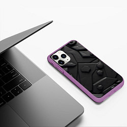 Чехол iPhone 11 Pro матовый Черные объемные вставки, цвет: 3D-фиолетовый — фото 2