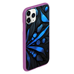 Чехол iPhone 11 Pro матовый Black blue elements, цвет: 3D-фиолетовый — фото 2