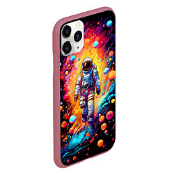 Чехол iPhone 11 Pro матовый Астронавт на прогулке, цвет: 3D-малиновый — фото 2