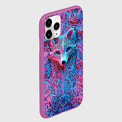 Чехол iPhone 11 Pro матовый Лис из розово-голубых узоров, цвет: 3D-фиолетовый — фото 2