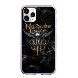 Чехол iPhone 11 Pro матовый Baldurs Gate 3 dark logo, цвет: 3D-светло-сиреневый