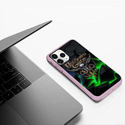 Чехол iPhone 11 Pro матовый Baldurs Gate 3 black blue neon, цвет: 3D-розовый — фото 2