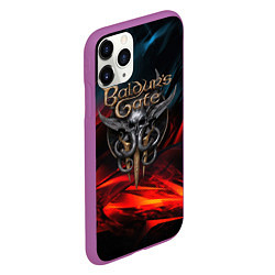 Чехол iPhone 11 Pro матовый Baldurs Gate 3 logo, цвет: 3D-фиолетовый — фото 2