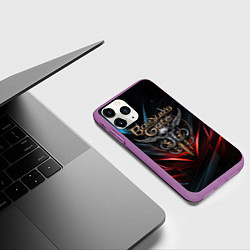 Чехол iPhone 11 Pro матовый Baldurs Gate 3 dark logo, цвет: 3D-фиолетовый — фото 2
