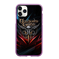 Чехол iPhone 11 Pro матовый Baldurs Gate 3 dark logo, цвет: 3D-фиолетовый