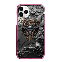 Чехол iPhone 11 Pro матовый Baldurs Gate 3 logo dark, цвет: 3D-малиновый