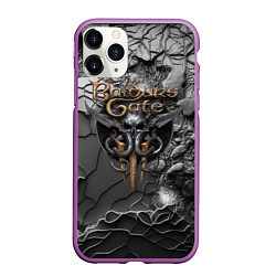 Чехол iPhone 11 Pro матовый Baldurs Gate 3 logo dark, цвет: 3D-фиолетовый