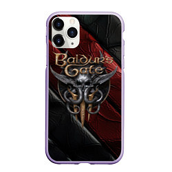Чехол iPhone 11 Pro матовый Baldurs Gate 3 logo dark, цвет: 3D-светло-сиреневый