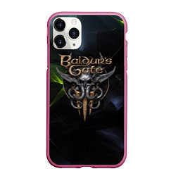 Чехол iPhone 11 Pro матовый Baldurs Gate 3 logo dark green, цвет: 3D-малиновый