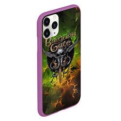 Чехол iPhone 11 Pro матовый Baldurs Gate 3 logo dark green fire, цвет: 3D-фиолетовый — фото 2