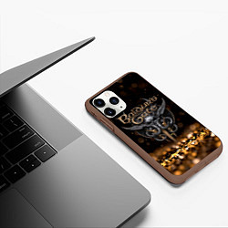 Чехол iPhone 11 Pro матовый Baldurs Gate 3 logo dark gold logo, цвет: 3D-коричневый — фото 2