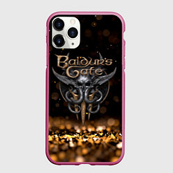 Чехол iPhone 11 Pro матовый Baldurs Gate 3 logo dark gold logo, цвет: 3D-малиновый