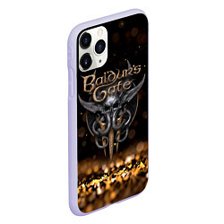 Чехол iPhone 11 Pro матовый Baldurs Gate 3 logo dark gold logo, цвет: 3D-светло-сиреневый — фото 2