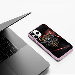 Чехол iPhone 11 Pro матовый Baldurs Gate 3 logo black red, цвет: 3D-розовый — фото 2