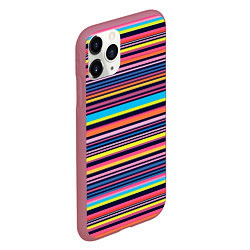 Чехол iPhone 11 Pro матовый Яркие полоски, цвет: 3D-малиновый — фото 2
