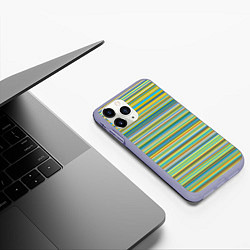 Чехол iPhone 11 Pro матовый Горизонтальные разноцветные полосы, цвет: 3D-светло-сиреневый — фото 2