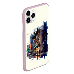Чехол iPhone 11 Pro матовый Улица ночных баров, цвет: 3D-розовый — фото 2