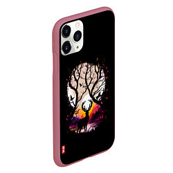 Чехол iPhone 11 Pro матовый Лесной король ночью, цвет: 3D-малиновый — фото 2