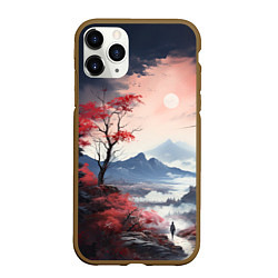 Чехол iPhone 11 Pro матовый Луна над горами, цвет: 3D-коричневый