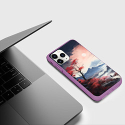 Чехол iPhone 11 Pro матовый Луна над горами, цвет: 3D-фиолетовый — фото 2