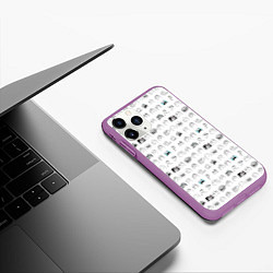 Чехол iPhone 11 Pro матовый Паттерн мемы, цвет: 3D-фиолетовый — фото 2