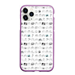 Чехол iPhone 11 Pro матовый Паттерн мемы, цвет: 3D-фиолетовый