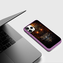 Чехол iPhone 11 Pro матовый Baldurs Gate 3 logo, цвет: 3D-фиолетовый — фото 2