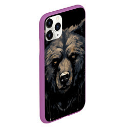 Чехол iPhone 11 Pro матовый Крупный медведь, цвет: 3D-фиолетовый — фото 2
