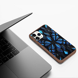 Чехол iPhone 11 Pro матовый Синие объемные узоры, цвет: 3D-коричневый — фото 2