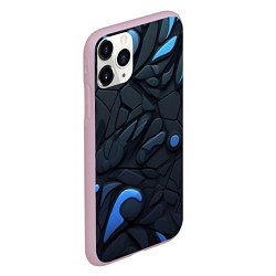 Чехол iPhone 11 Pro матовый Blue black abstract texture, цвет: 3D-розовый — фото 2