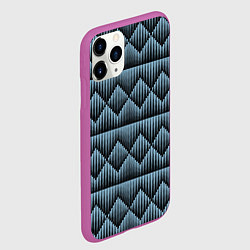 Чехол iPhone 11 Pro матовый Черные синие объемные ромбы, цвет: 3D-фиолетовый — фото 2