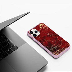 Чехол iPhone 11 Pro матовый Текстура - Red on black, цвет: 3D-розовый — фото 2