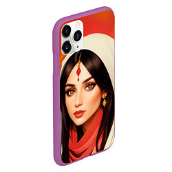 Чехол iPhone 11 Pro матовый Нейросеть - индийская принцесса, цвет: 3D-фиолетовый — фото 2