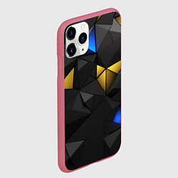 Чехол iPhone 11 Pro матовый Black yellow geometry, цвет: 3D-малиновый — фото 2
