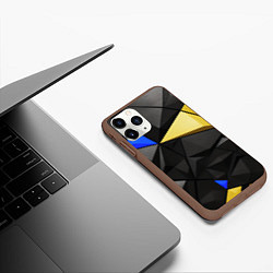 Чехол iPhone 11 Pro матовый Black yellow elements, цвет: 3D-коричневый — фото 2