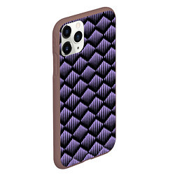 Чехол iPhone 11 Pro матовый Фиолетовые выпуклые ромбы, цвет: 3D-коричневый — фото 2