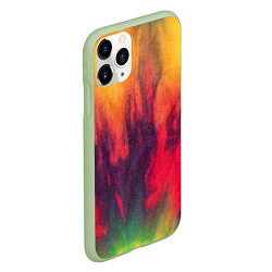 Чехол iPhone 11 Pro матовый Огненный тай дай, цвет: 3D-салатовый — фото 2