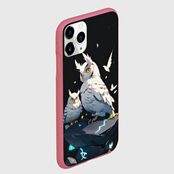 Чехол iPhone 11 Pro матовый Филины и магия, цвет: 3D-малиновый — фото 2