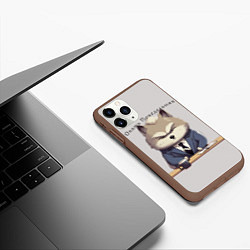 Чехол iPhone 11 Pro матовый Волк на работе, цвет: 3D-коричневый — фото 2