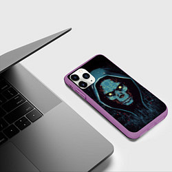 Чехол iPhone 11 Pro матовый Хакер череп, цвет: 3D-фиолетовый — фото 2