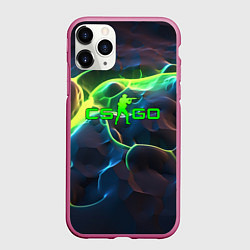 Чехол iPhone 11 Pro матовый CSGO green neon, цвет: 3D-малиновый