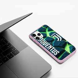 Чехол iPhone 11 Pro матовый Juventus green neon, цвет: 3D-розовый — фото 2