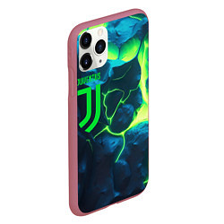 Чехол iPhone 11 Pro матовый Juventus green neon, цвет: 3D-малиновый — фото 2