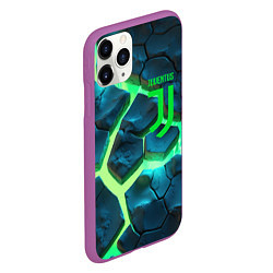 Чехол iPhone 11 Pro матовый Ювентус разлом зеленых плит, цвет: 3D-фиолетовый — фото 2