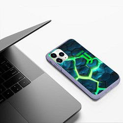 Чехол iPhone 11 Pro матовый Ювентус разлом зеленых плит, цвет: 3D-светло-сиреневый — фото 2