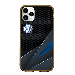 Чехол iPhone 11 Pro матовый Фольцваген - синяя броня, цвет: 3D-коричневый