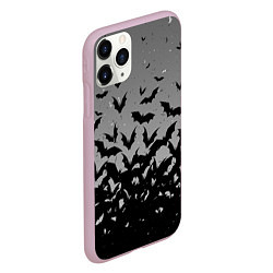 Чехол iPhone 11 Pro матовый Серый фон и летучие мыши, цвет: 3D-розовый — фото 2