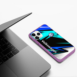 Чехол iPhone 11 Pro матовый Фольцваген - sport uniform, цвет: 3D-фиолетовый — фото 2