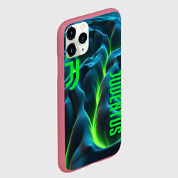 Чехол iPhone 11 Pro матовый Ювентус лого на зеленых плитах, цвет: 3D-малиновый — фото 2