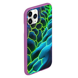 Чехол iPhone 11 Pro матовый Зеленые текстурные плиты, цвет: 3D-фиолетовый — фото 2